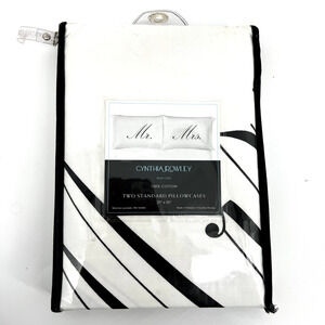 NEW CYNTHIA ROWLEY Wedding Gift Mr. and Mrs. Standard Cotton Pillowcase Set of 2